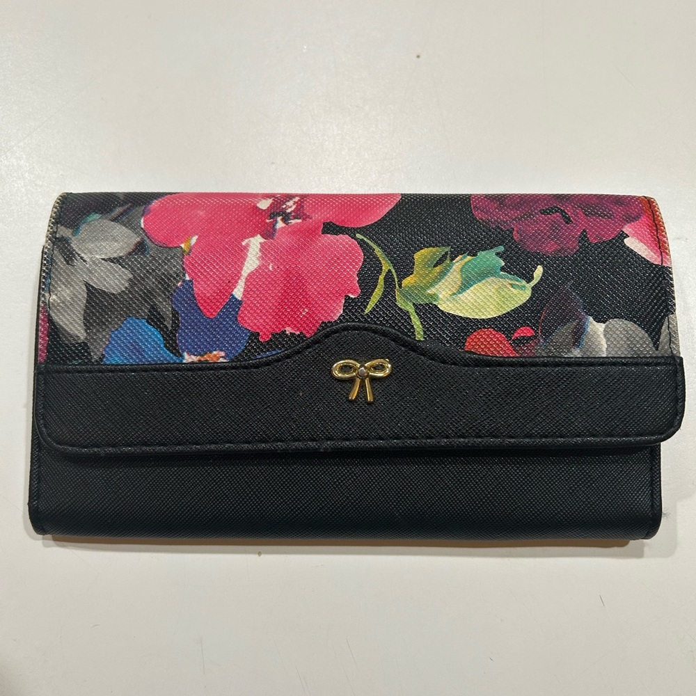 Floral Black Women's Clutch Wallet